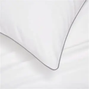 DUSK Cambridge 200 Thread Count Duvet Cover - Cotton - White/Grey - Single