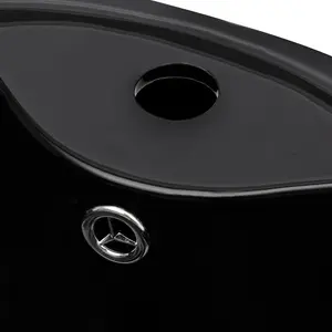 vidaXL Ceramic Stand Bathroom Sink Basin Faucet/Overflow Hole Black Round