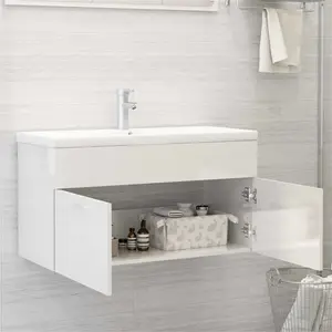 Cronius 900mm Single Bathroom Vanity with Integrated Ceramic Basin Gloss White