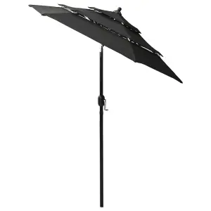 Berkfield 3-Tier Parasol with Aluminium Pole Black 2 m