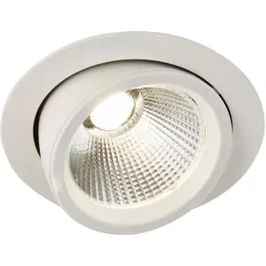 Fully Adjustable Recessed Ceiling Downlight - 36W Cool White LED - Matt White