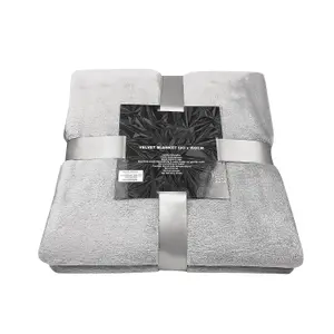 Neel Blue Soft Fluffy Fleece Blanket - Silver - 130cm x 150cm