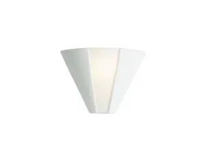 Ceramic 1 Light Indoor Wall Uplighter - 100W Unglazed, Acid White Glass, E27