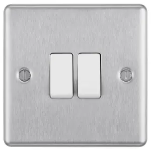 GoodHome 20A 2 way 2 gang Light switch Matt Steel effect