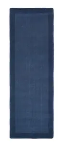 Navy Wool Rug, 25mm Thick Bordered Rug, Handmade Modern Navy Rug for Bedroom, Living Room, & Dining Room-200cm X 290cm