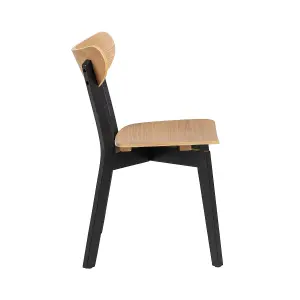 Roxy Luxury Wooden Chair Retro Scandinavian Style - Natural Oak / Black