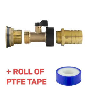 Water Butt Replacement Tap BRASS Metal Lever UK Bib Outlet Barb Quick Hosepipes  Brass Valve 1" BARB 3/4"