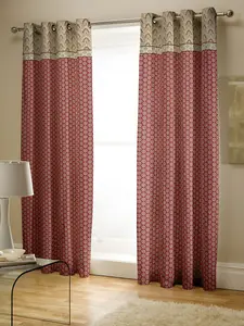 Catherine Lansfield Kashmir Paisley 66x72 Inch Eyelet Curtains Two Panels Natural