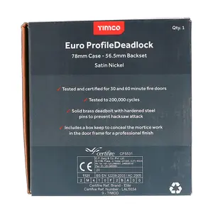 TIMCO Euro Deadlock Satin Nickel - 78mm