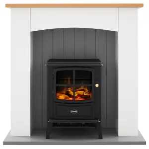 Dimplex Oakmead optiflame White & grey Freestanding & wall-mounted Electric LCD electric stove suite