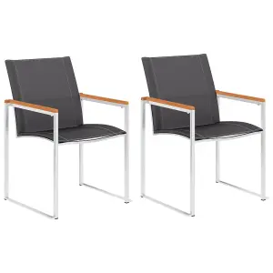 Berkfield Garden Chairs 2 pcs Textilene and Stainless Steel Grey