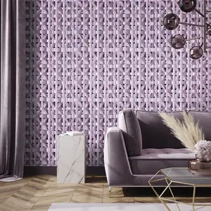 Galerie Pepper Seta Purple Glitter Octogonal Honeycomb Wallpaper