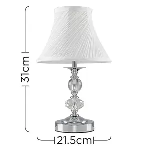 ValueLights Jaigier Pair of Modern Polished Chrome Touch Table Lamps with White Pleated Shades