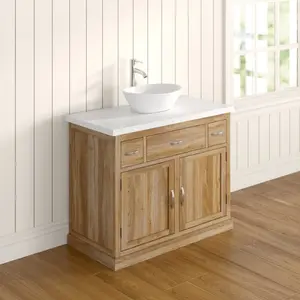 Nya 1000mm Single Bathroom Vanity with Vessel Ceramic Basin White