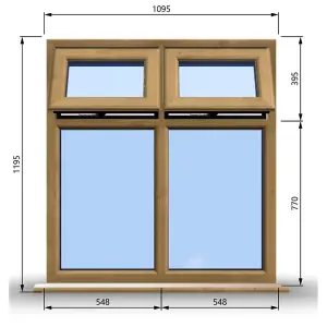 1095mm (W) x 1195mm (H) Wooden Stormproof Window - 2 Top Opening Windows -Toughened Safety Glass