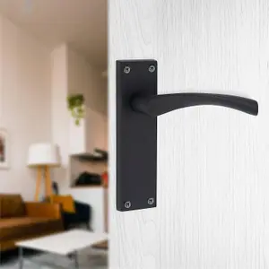 5 Set Door Handles Packs Internal Set Victorian Scroll Astrid Design Matt Black Finish 150mm Backplate with Latches and Hinges