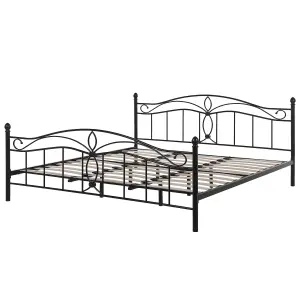 Metal EU Super King Size Bed Black ANTLIA