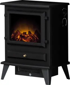 Adam Hudson Electric Stove in Black with Angled Stove Pipe