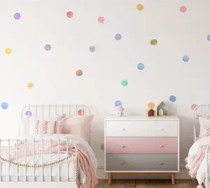 Water Color Polka Dot Wall Stickers For Nursery Kids And Childrens Bedrooms Peel & Stick Pastel Playroom Decals