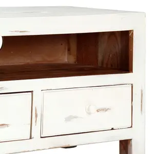 Berkfield TV Cabinet White 120x30x40 cm Solid Acacia Wood