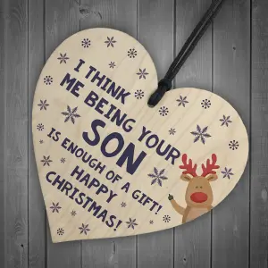 FUNNY Christmas Gift For Dad Wood Heart Rude Gift For Dad From Son Keepsake