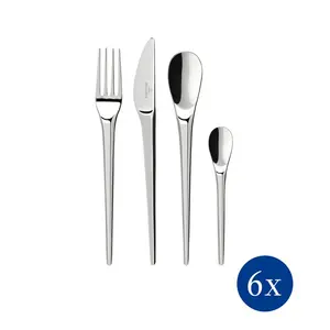 Newmoon 24 Piece 18/10 Stainless Steel Cutlery Set, Service for 6