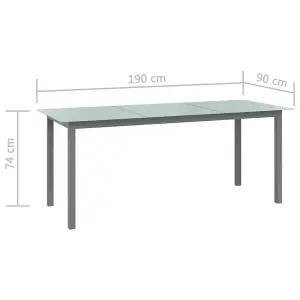 Berkfield Garden Table Light Grey 190x90x74 cm Aluminium and Glass