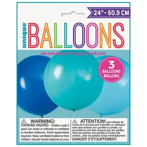 Latex Giant Balloons (Pack of 3) Teal/Blue (One Size)