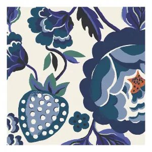 Cath Kidston Strawberry Gardens Glass Splashback SAMPLE - Blue (100x100mm)