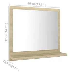 Dorlene Framed Wall Mounted Bathroom Mirror Sonoma Oak / 40 cm