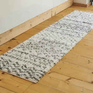 Cream Grey Neutral Aztec Scandi Shaggy Living Area Runner Rug 60x230cm