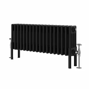 Right Radiators 300x830 mm Horizontal Traditional 4 Column Cast Iron Style Radiator Black