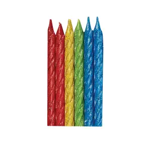 Amscan Spiral Candles (Pack of 12) Red/Yellow/Green/Blue (One Size)