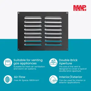 Metal Louvre Air Vent Cover, Suitable for Venting Gas Appliances Internal External Wall, 9 x 6" (229 x 152mm), Anthracite