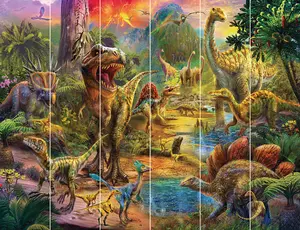 Walltastic Landscape of Dinosaurs Multicolour Smooth Wallpaper Mural 8ft high x 10ft wide