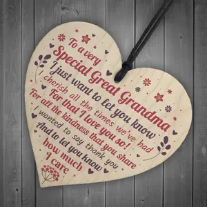 Red Ocean Great Grandma And Grandad Gifts Grandma Gifts For Christmas Handmade Wooden Hanging Heart Plaque Birthday Gift