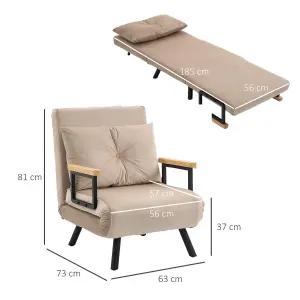 HOMCOM Click Clack Single Chair Bed Settee for Living Room, Guest Room, Beige