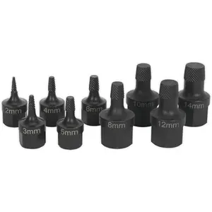 9 Piece Heavy-Duty Stud Extractor Set with Tapered Spiral Design