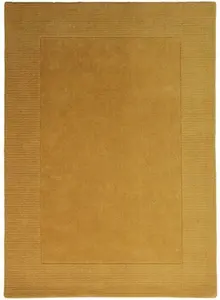 Dunelm Boston Wool Border Rug, Mid Century, Size: 120cm X 170cm (4ft X 5.5Ft), Yellow, Boston Wool Ochre