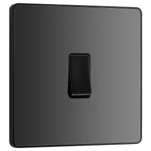 BG Evolve 20A Single Wall Light Switch, 2 Way, Screwless, Black Chrome