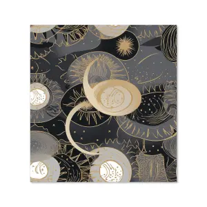 Abstract Silver Gold Sun and Moon Premium Glass Kitchen Splashback W600mm x H650mm