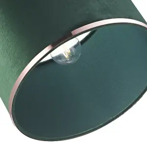 Contemporary Emerald Forest Green Soft Velvet 12 Lamp Shade with Copper Ring