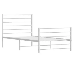 Berkfield Metal Bed Frame with Headboard and Footboard White 100x190 cm