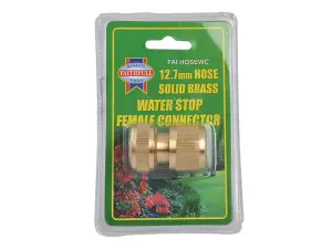 Faithfull SB3007A Brass Female Water Stop Connector 12.5mm (1/2in) FAIHOSEWC