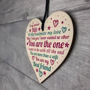 Red Ocean Handmade Anniversary Gift For Her Relationship Gift For Wife Wooden Hanging Heart Plaque