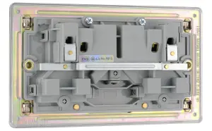 Colours Steel Double 13A Socket & Grey inserts