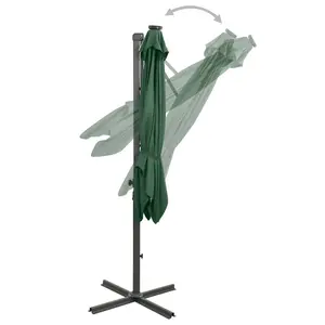 Berkfield Cantilever Umbrella with Pole and LED Lights Green 250 cm