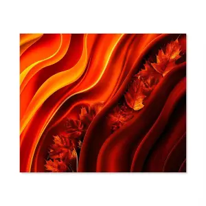 Toughened 6mm Glass Kitchen Splashback 90 x 75cm Lava Leaf - Polished Edge Heat Resistant Back Splash for Cookers Hob