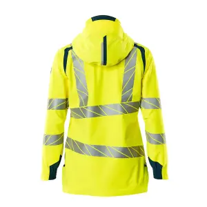 Mascot Accelerate Safe Ladies Lightweight Outer Shell Jacket (Hi-Vis Yellow/Dark Petroleum)  (X Large)