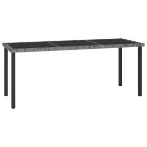 Berkfield Garden Dining Table Grey 180x70x73 cm Poly Rattan